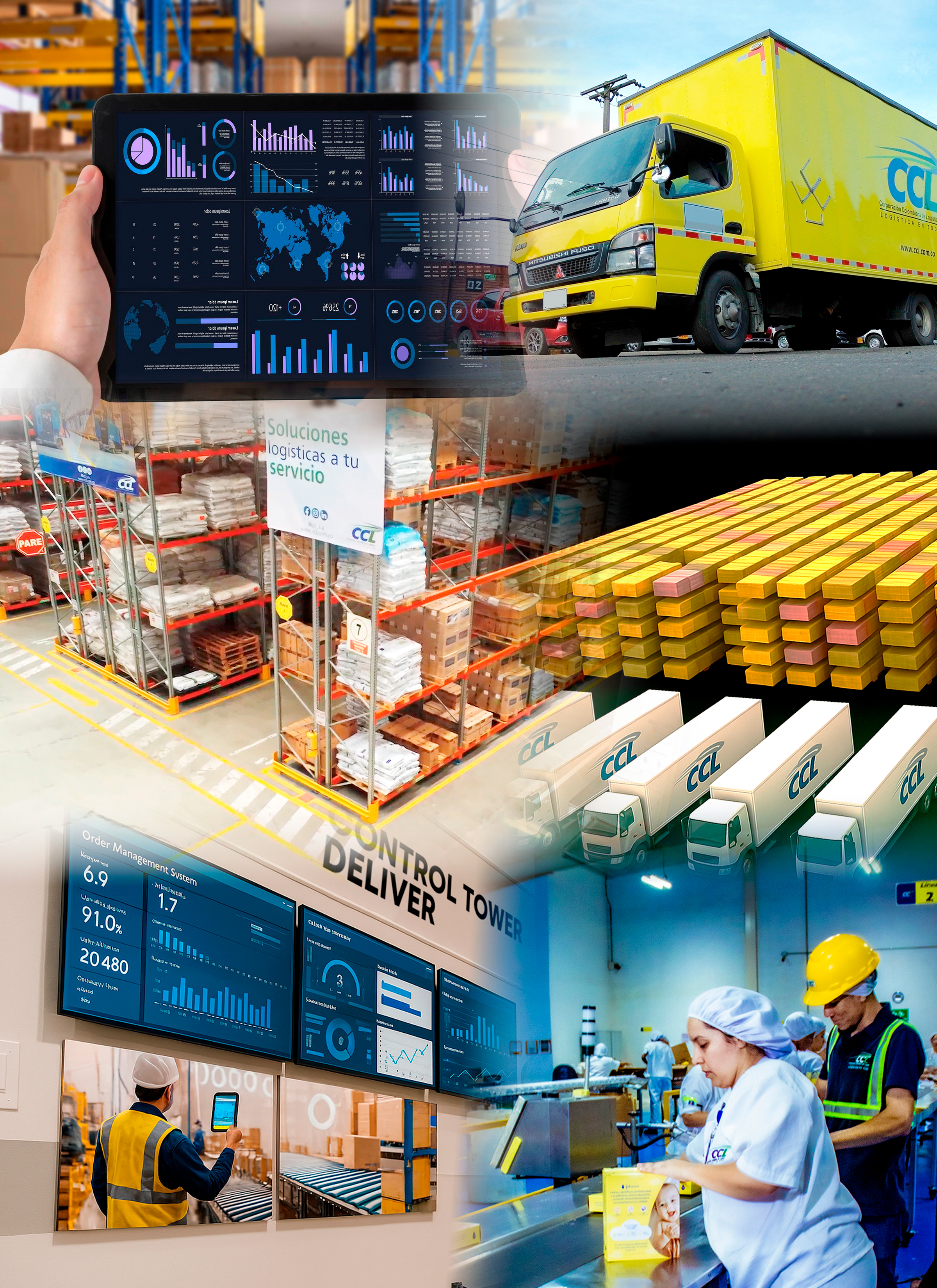 camion amarillo con containers